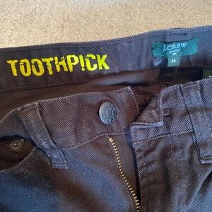 J crew size 26 toothpick black jeans